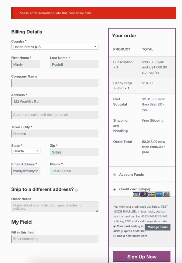 WooCommerce Codex - Checkout Field Notice