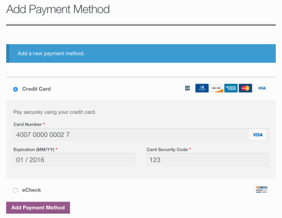 WooCommerce Intuit Payments: Add payment