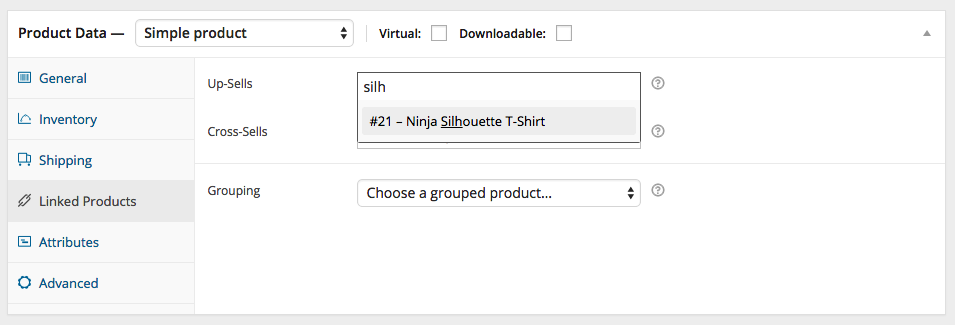 WooCommerce Simple Product - Linked Products Tab