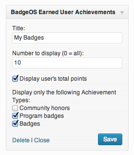 BadgeOS Earned User Achievement Widget