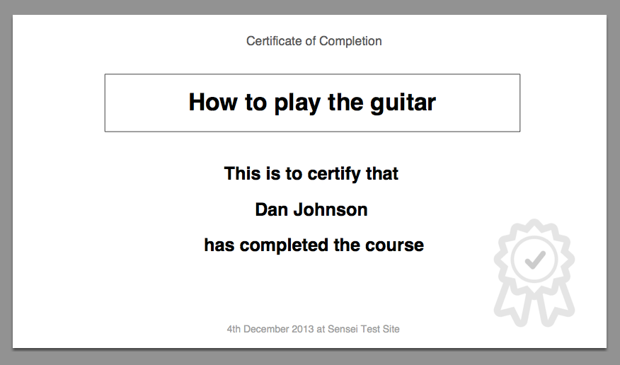 Default certificate template