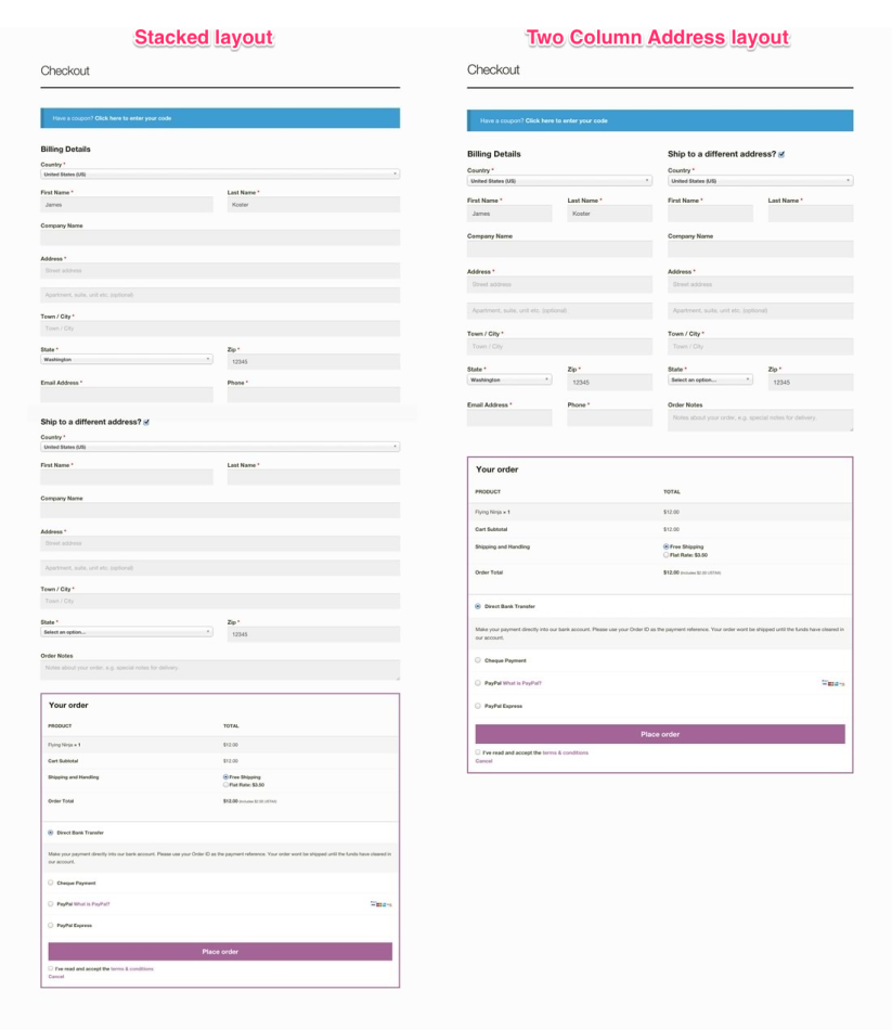 Woocommerce checkout template