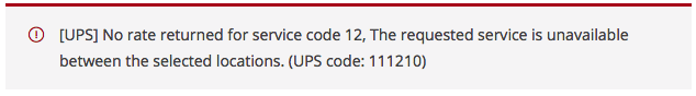 UPS sample error message