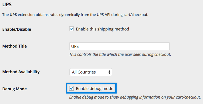 Enable UPS debug mode