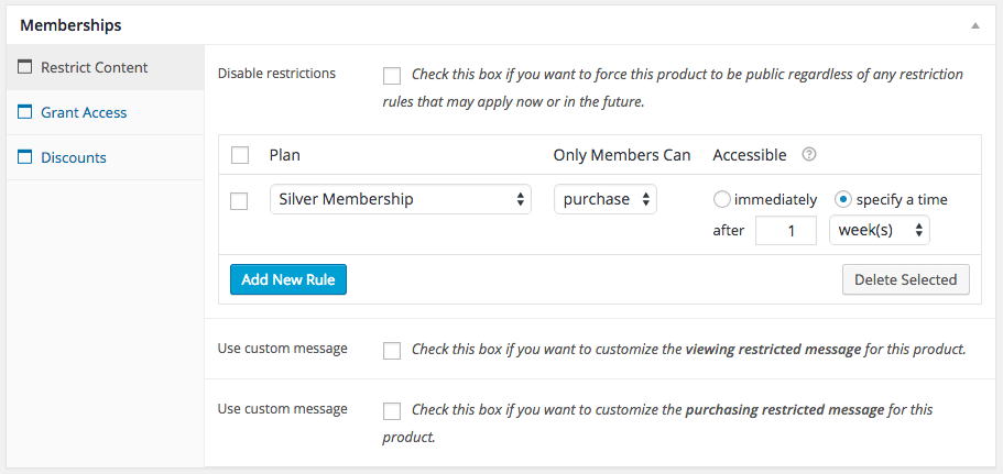 WooCommerce memberships restrict product