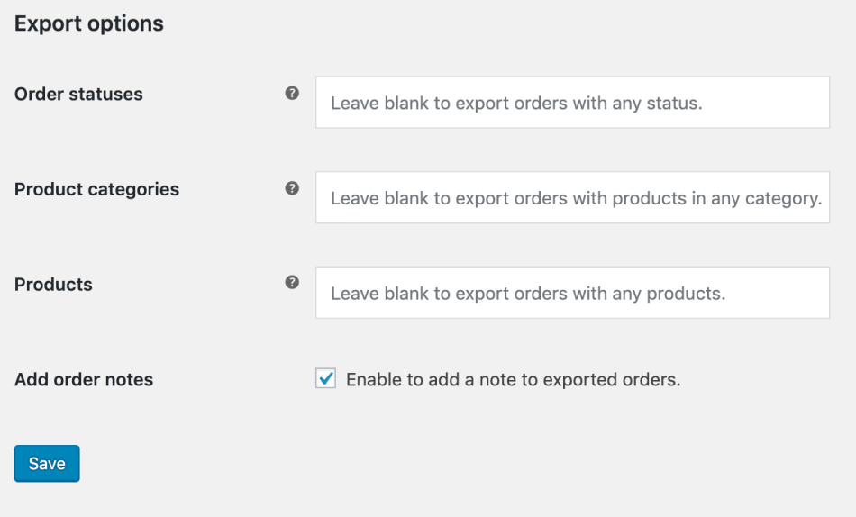 Automated export options