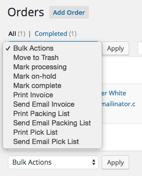 WooCommerce Print Invoices / Packing Lists Bulk Actions