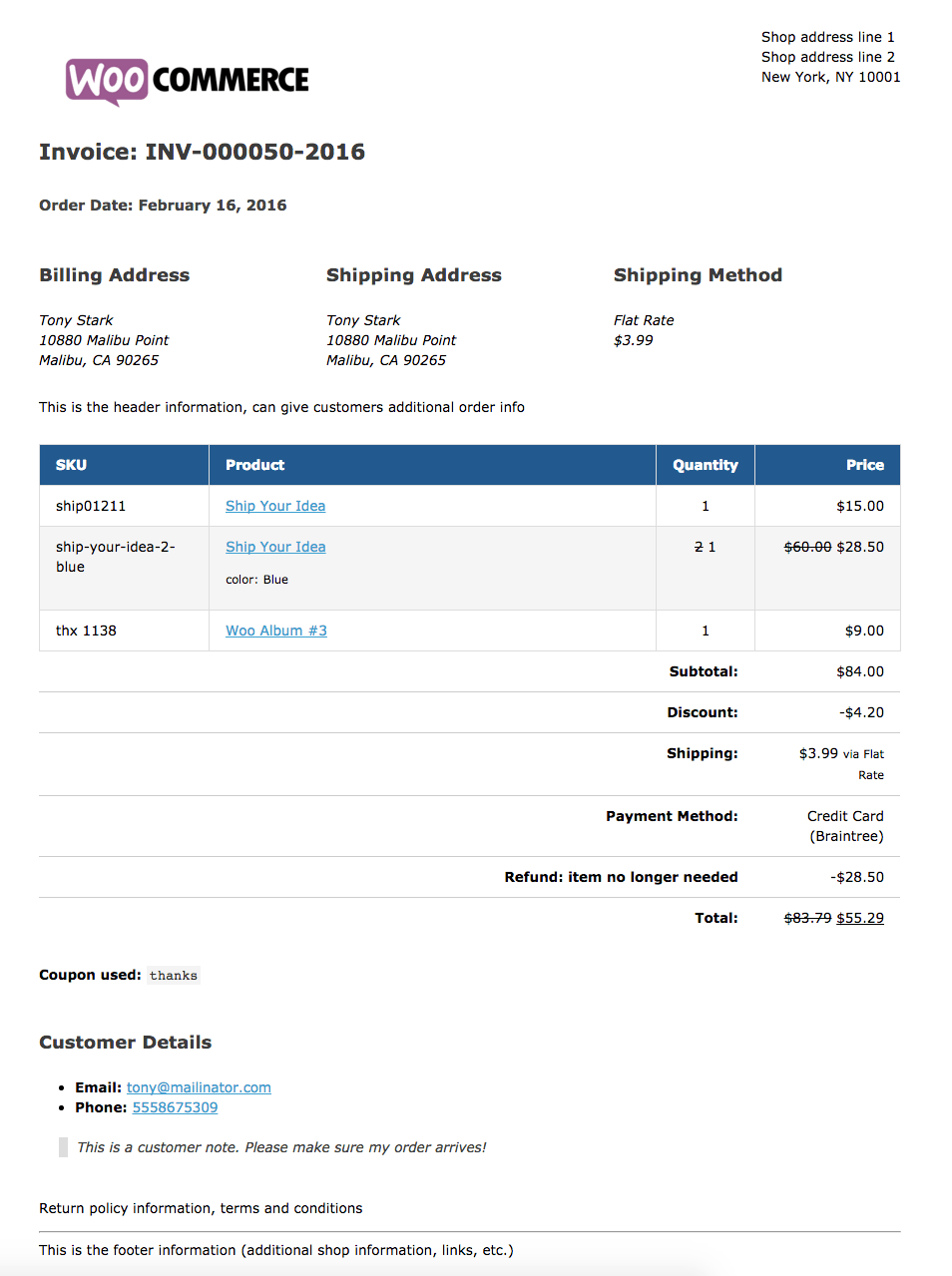 Printable Invoice Template from docs.woocommerce.com