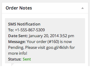 WooCommerce Twilio SMS Notification Admin Order Note