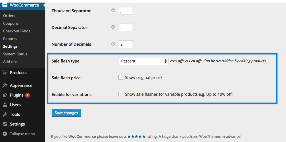WooCommerce Sale Flash Pro settings