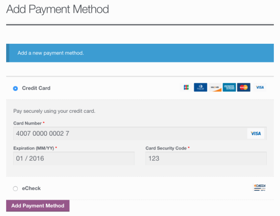 WooCommerce Intuit Payments: Agregar pago