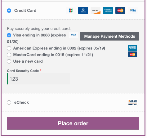 WooCommerce Intuit Payments saved card checkout