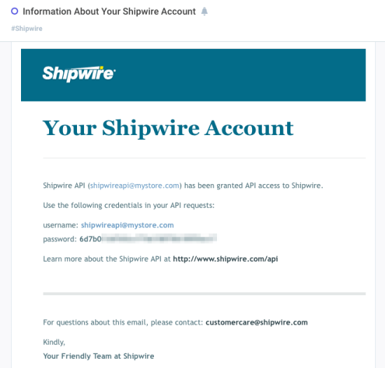 WooCommerce Shipwire: new API user email