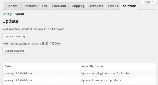 WooCommerce Shipwire integration Update Logs