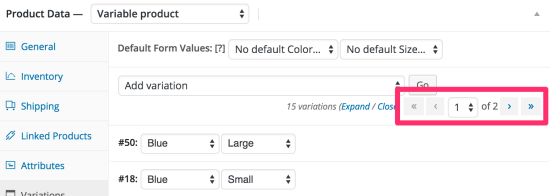 Variations Pagination