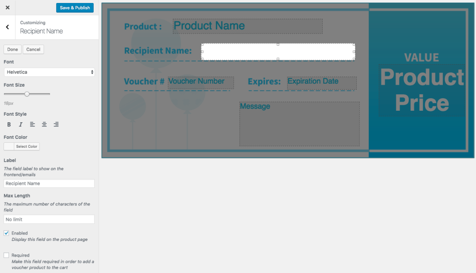 WooCommerce PDF Product Vouchers: edición de la plantilla de cupón