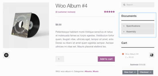 WooCommerce product documents widget