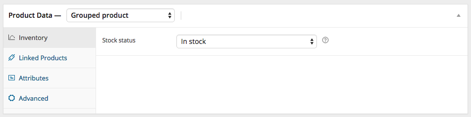 WooCommerce Gegroepeerd product - tabblad Voorraad