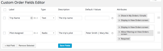 WooCommerce Admin Custom Order fields Exemplos de tipos, valores e atributos