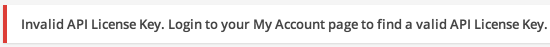 Invalid API Key Error on Software Activation