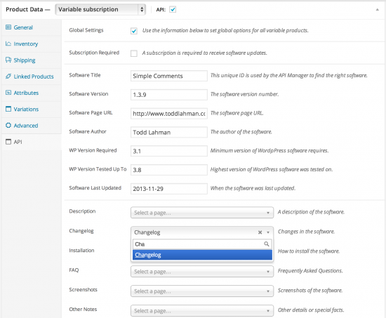 WooCommerce API Manager Settings Form