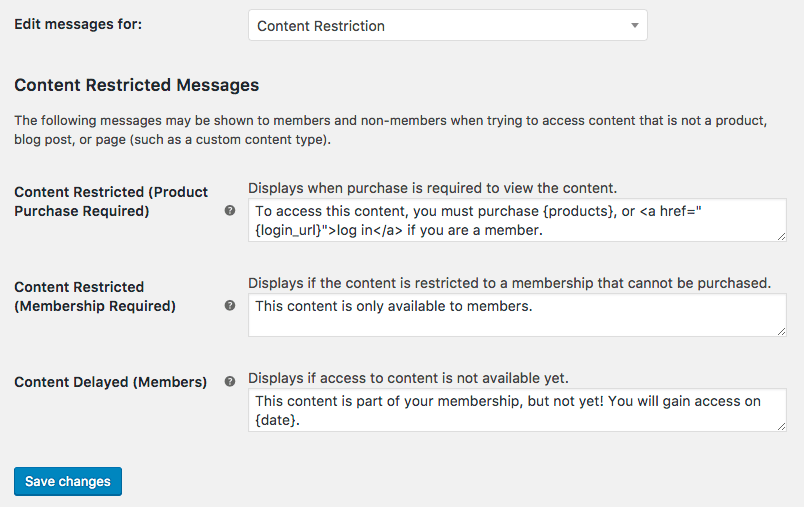 WooCommerce Memberships: content restriction messages