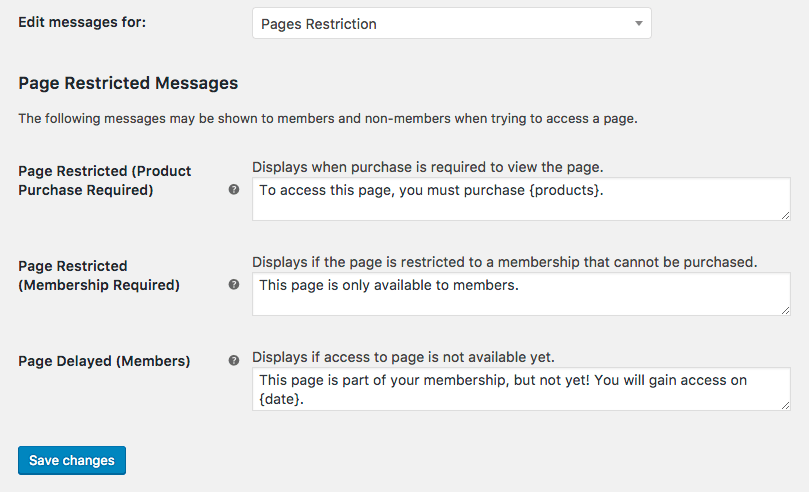 WooCommerce Memberships: Page restriction messages