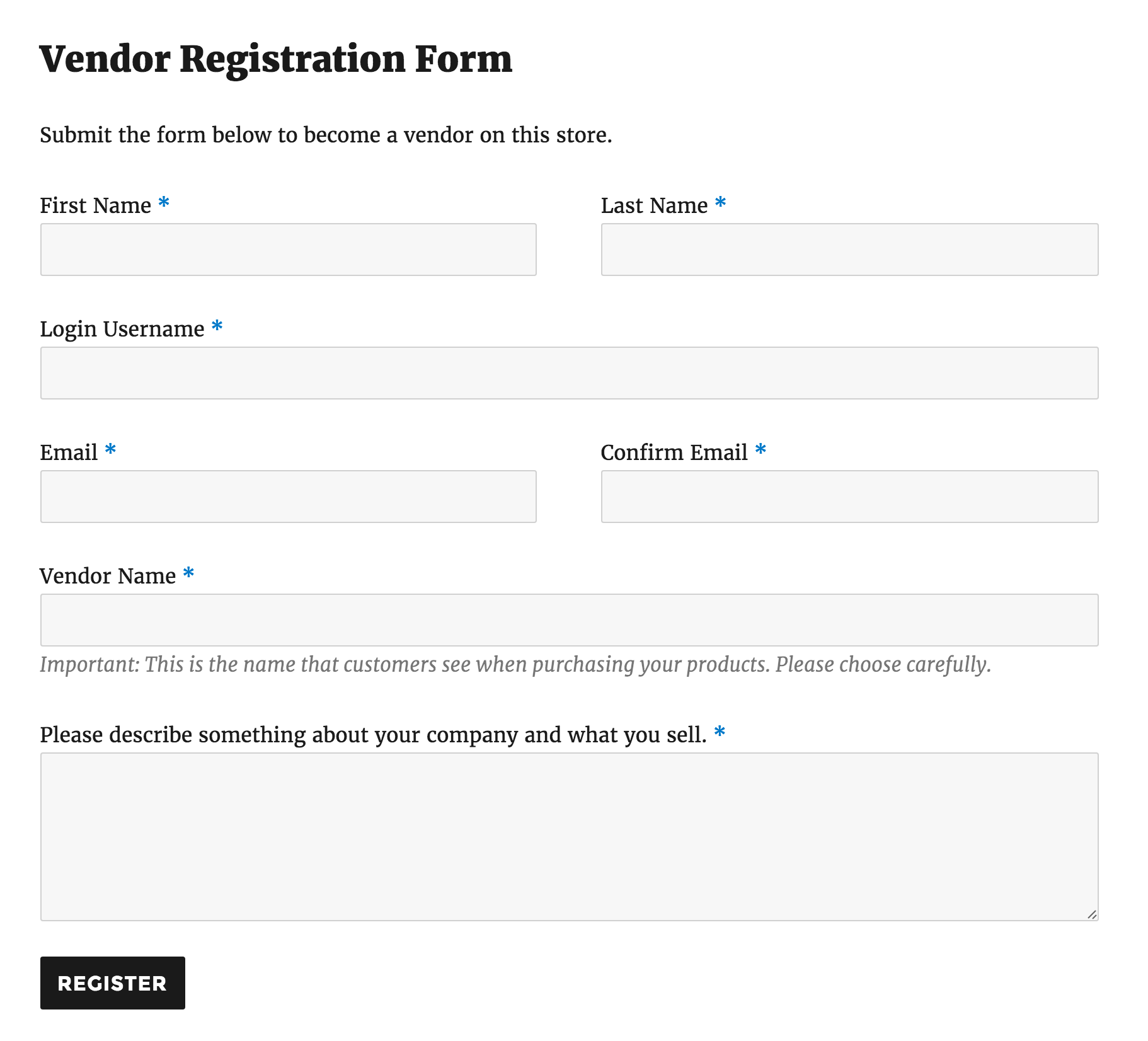 Produktanbieter-Registrierungsformular