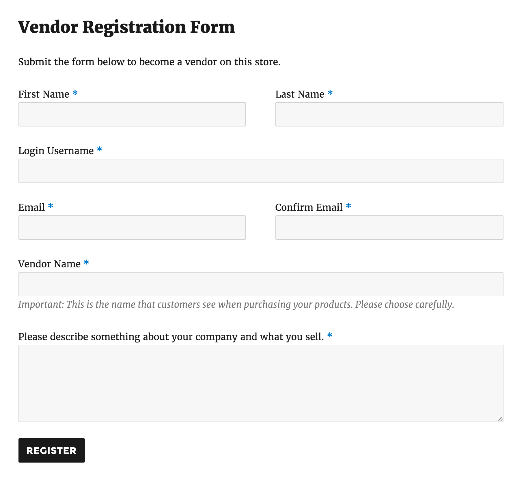 Vendor Information Sheet Template from docs.woocommerce.com