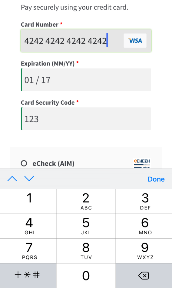 Formulário de checkout móvel do WooCommerce SkyVerge Payment Gateway