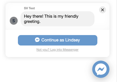 The Facebook Messenger widget on the site frontend.